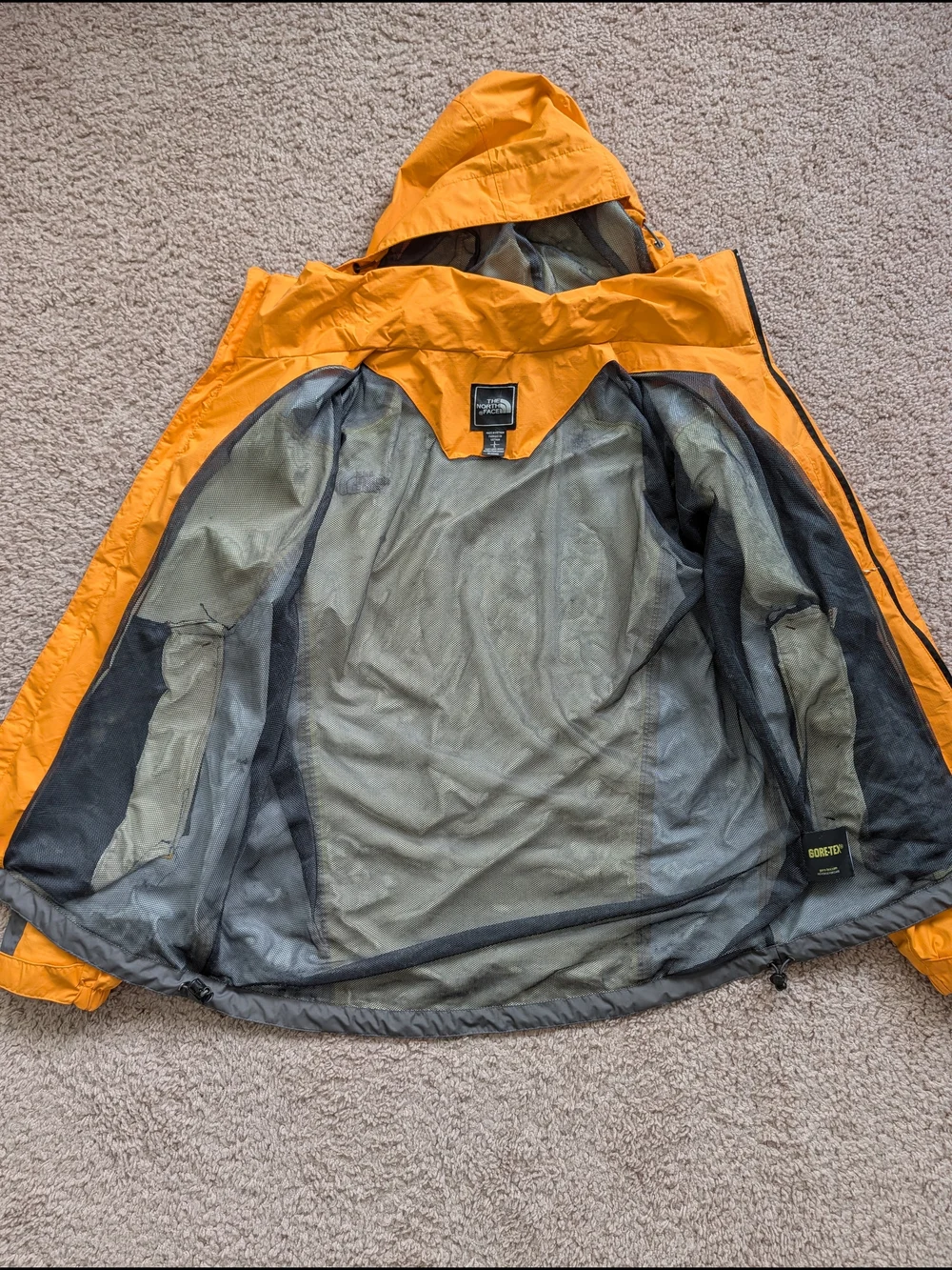 North Face Mens Yellow Gold Gray Vintage 90s Raintex NP10311 Gore-Tex Jacket L